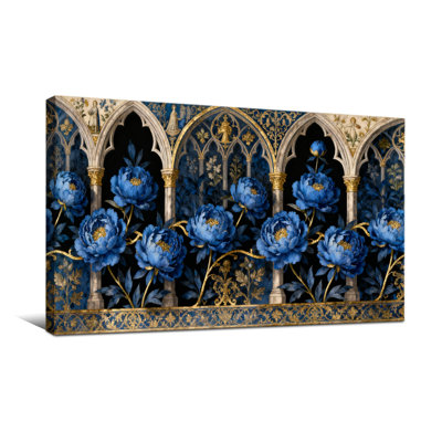 Plantes et fleurs fleurs bleues arche gothique décorations dorées