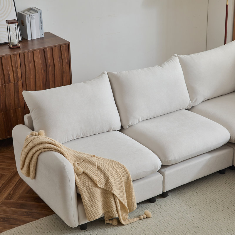 130 po Canapé modulaire surdimensionné en forme de L 5 pièces avec canapé et repose-pieds pour salon et espace spacieux
