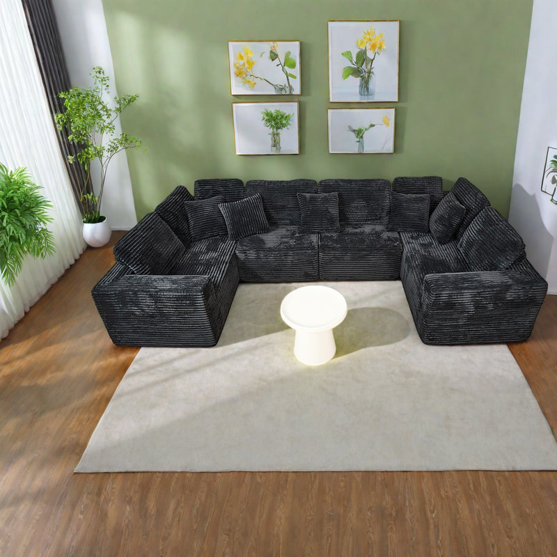 Modern Compression Sectionals, Large Modular Polyester Corduroy Sofa For Home