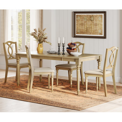 7 Piece Dining Table Set - Includes One Dining Table, Six Wood Dining Chairs, Farmhouse Dining Set, Oak by Alcott Hill