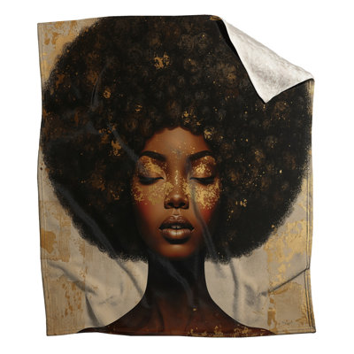 Gold Paint Female Portrait Blankets