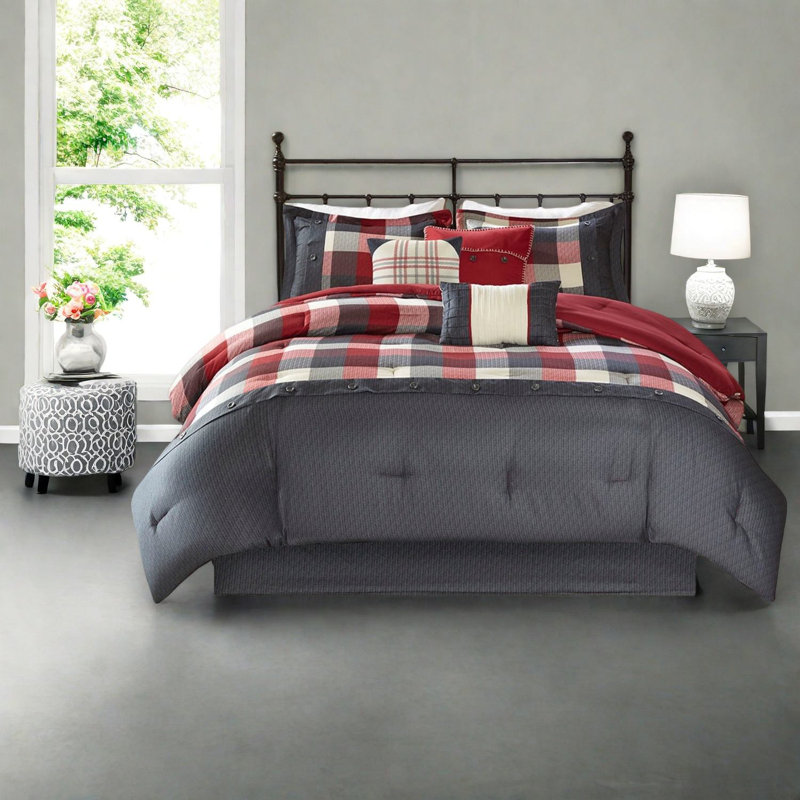 Ensemble de literie à chevrons élégant, polyester confortable, style maison de campagne, détente à la maison