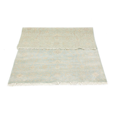 Muted Teal Floral 4x6 Transitional Oriental Area Rug