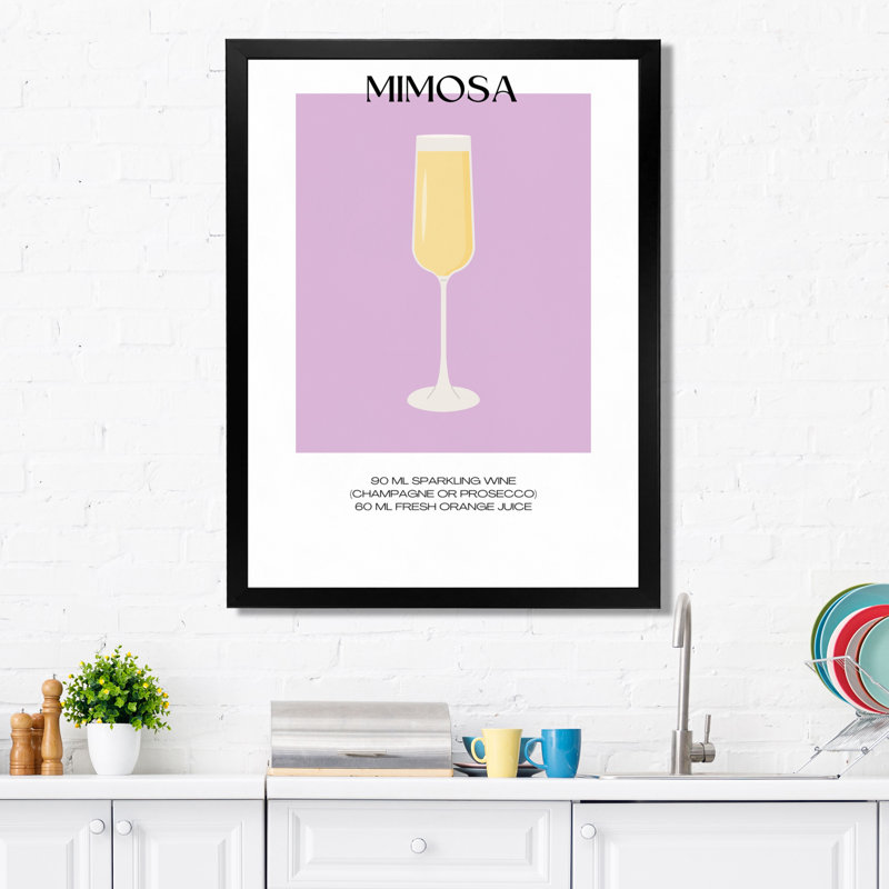 Champagne Mimosa, impression d'art mural, Cadre photo noir simple, H 32 po x l 24 po