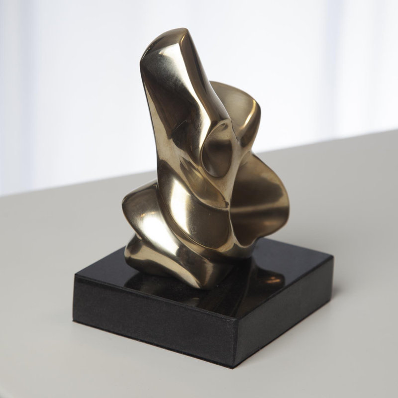 Mid-Century Abstract Brass Figural Sculpture on Marble Base