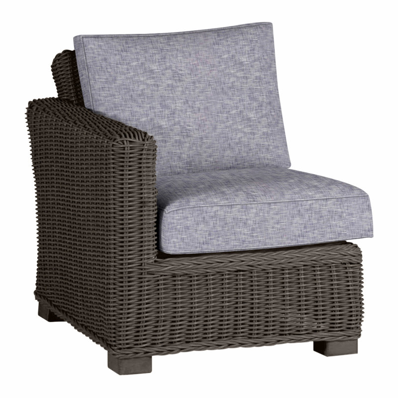 Canapé modulaire rustique tissé à gauche - Noyer noir, Lin Dove Sunbrella®, Welt, Noyer noir