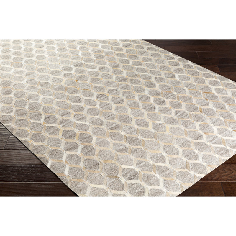 Medora Leather Area Rug in Yellow/Neutral, Rectangle 8' x 10'