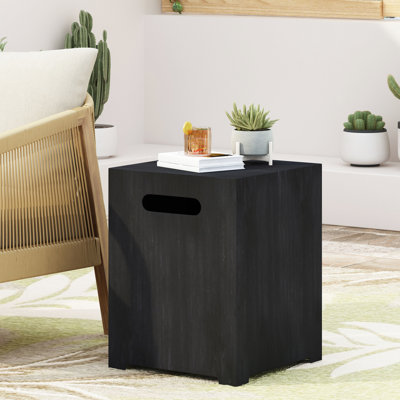 Iron Tank Holder With Powder - Coated Frame Dark Grey Finish No Assembly 15.14 W X D 19.82 H Outdoor Lounge Cleanup And Side Table Area Optimization