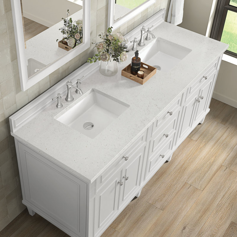 Lorelai 72'' W Double Vanity, Lime Delight Silestone, Bright White, 8" Widespread