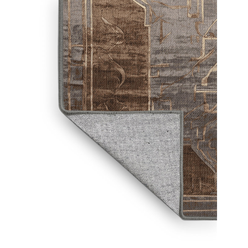 Machine Washable Gray Area Rug, Rectangle 3' x 5'