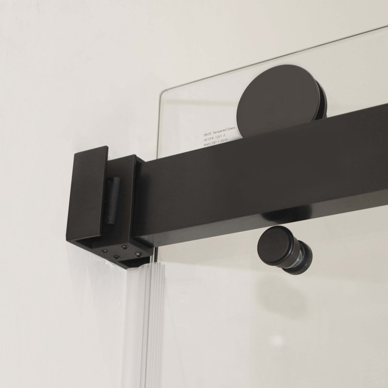 55-59"W X 72"H Frameless Double Sliding Shower Door, 304 Stainless Steel 5/16" (8Mm) Thick SGCC Tempered Clear Glass. Round Handle With NANO Easy Cleaning Coating
