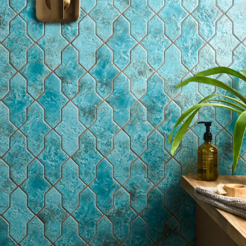 Greta 4.48 In. X 8.46 In. Glossy Textured Porcelain Floor And Wall Tile (5.32 Sq. Ft. / Case), Lagoon Blue