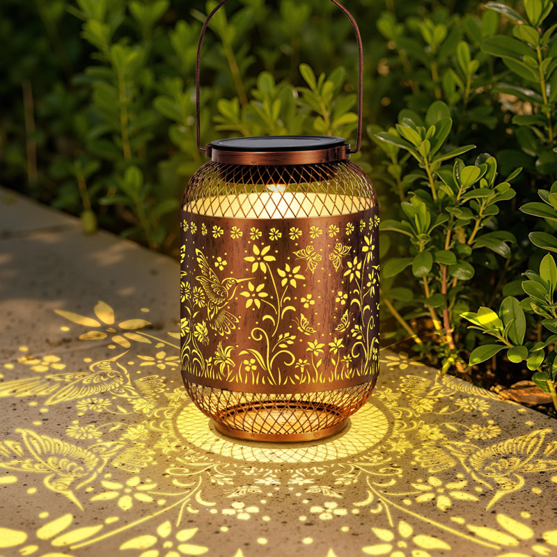 Solar Powered Integrated Led Outdoor Lantern (Hummingbird pattern)
