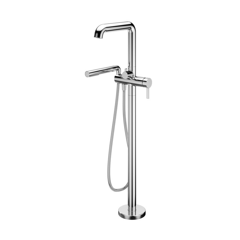 Robinet de baignoire à fixation sur le sol à poignée simple à pattes Basico, Chrome