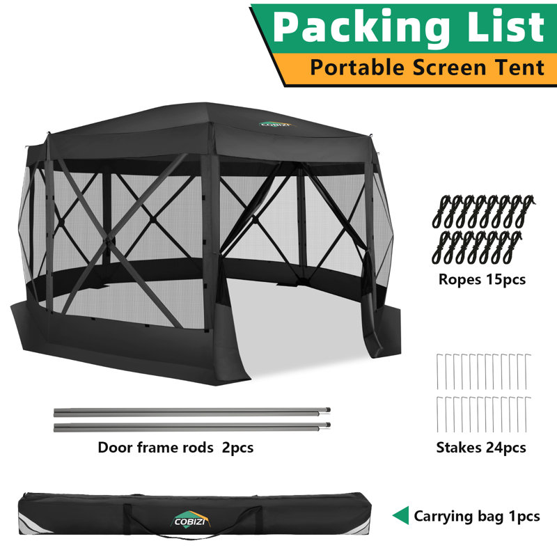 15x15ft Extra Large Pop-Up Gazebo Canopy Tent with Mosquito Netting, Black