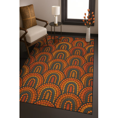 Tapis tissé à motif géométrique brun Mosso