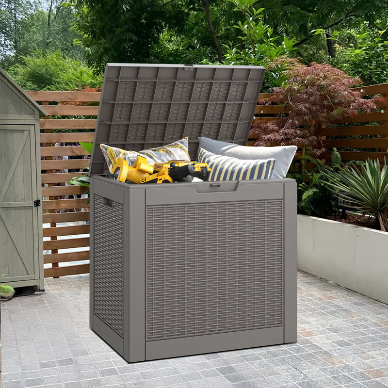 35 Gallon Lockable Storage Box Multi-Purpose Waterproof Outdoor Seat, Gray