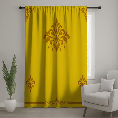 Rideaux jaunes à motif damas, voilages et voilages à motif damas - 1 panneau