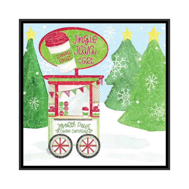 «Food Cart Christmas II Jingle Java» par Tara Reed - impression, H 26 po x l 26 po x P 1,5 po, Toile avec cadre noir
