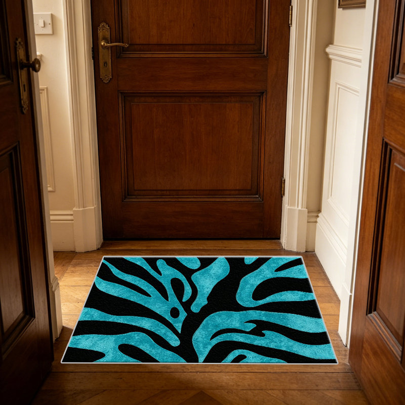 Black and Teal Abstract Monstera Leaf carpet-easy to clean, machine-washable, soft and comfortable; suitable for door mats, kitchens, living rooms, bedrooms, corridors, and laundry areas. Easy to clean, durable carpet for home decoration.