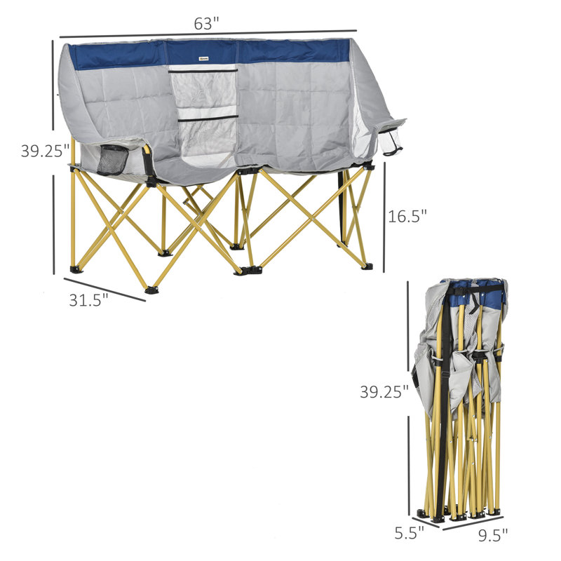 Folding Camping Chair, Navy Blue & Gray