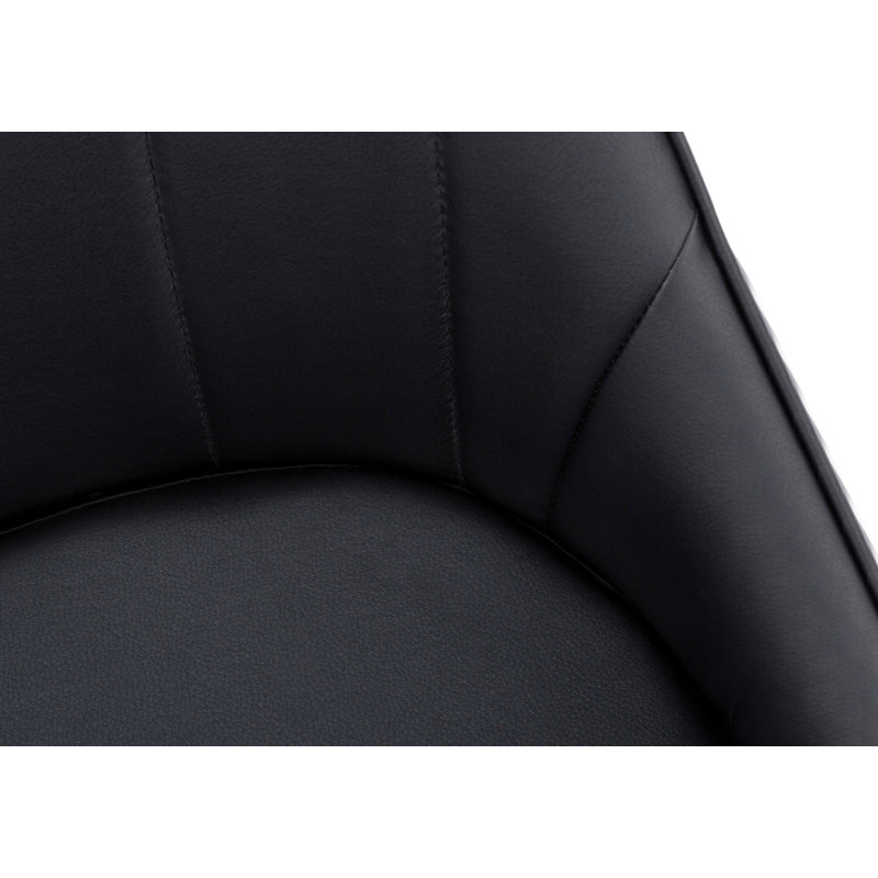 Black Faux Leather Upholstered Dining Chair with Silver Metal Legs, Set of 2