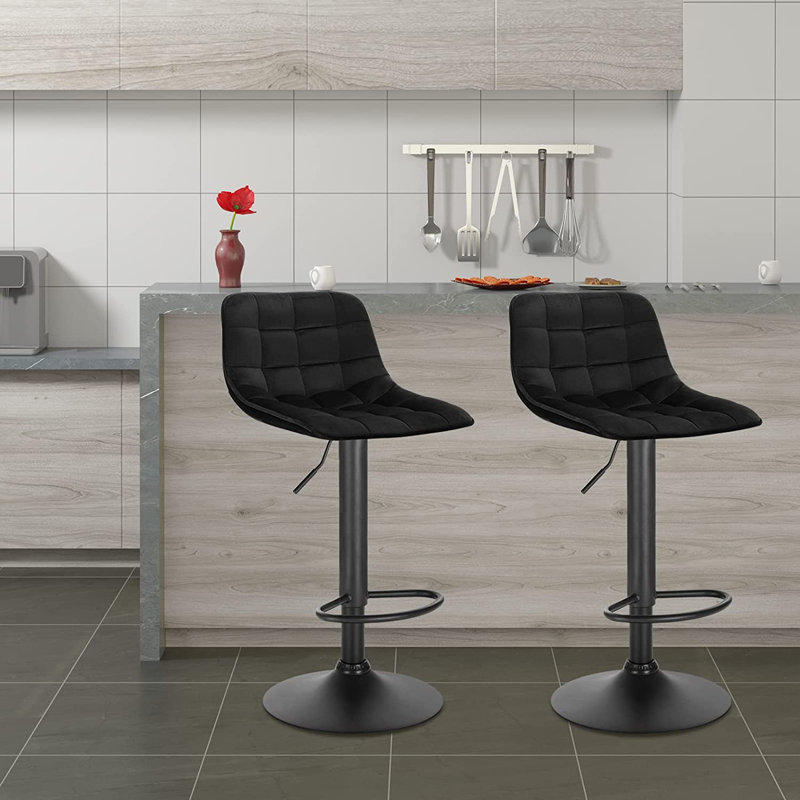 Peake Upholstered Adjustable Height Counter Stool, Black