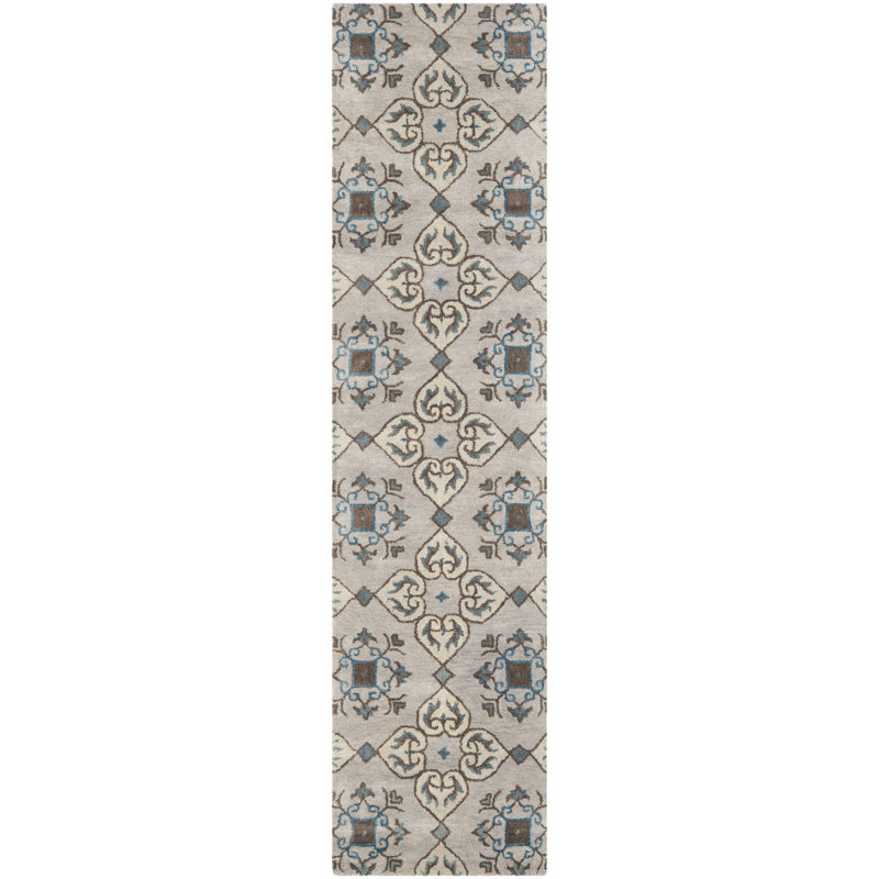Colesberry Wyndham Hand Tufted Wool/Cotton Oriental Rug in Beige/Blue, Runner 2'3" x 9'