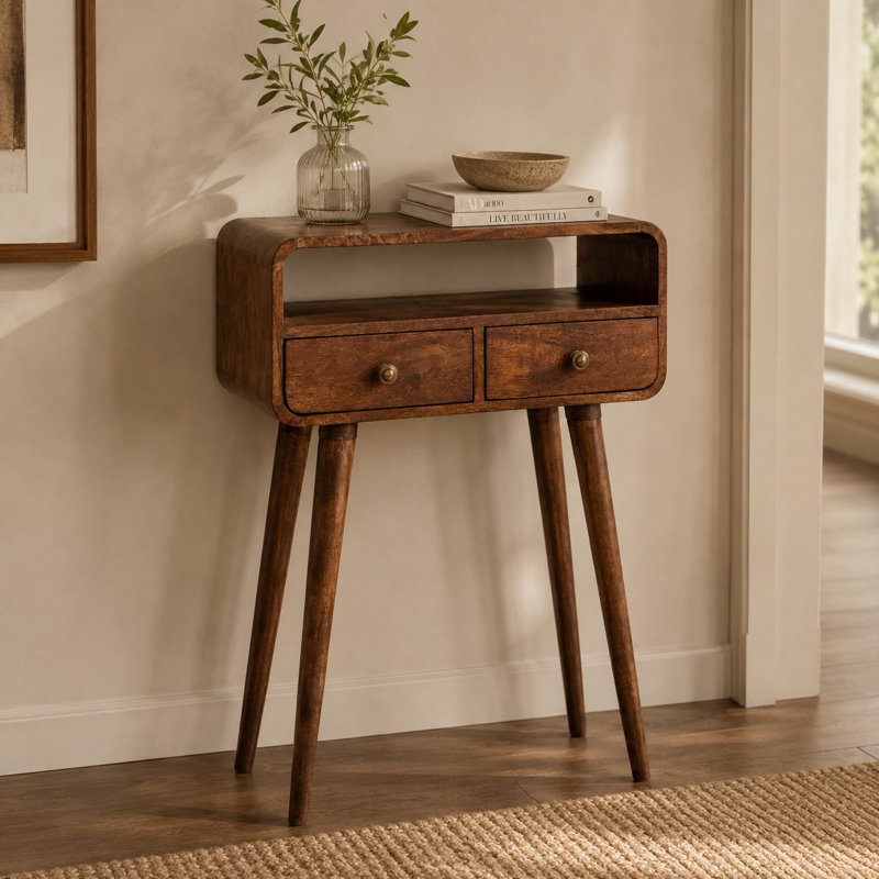 Mini California  Curved Console Table, Brown