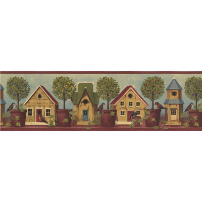 Bordure de papier peint style rétro 15 pi x l 7 po Preslar Birdhouse