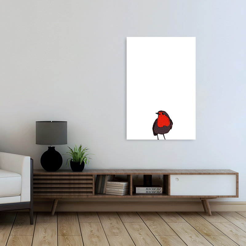 Petit oiseau rouge, oiseau minimaliste, nature, faune, 48" H x 32" W