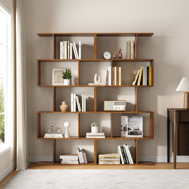 Bibliothèque géométrique à 5 niveaux, ensemble de 2 tablettes en forme de S, 62,6 po de hauteur, diviseur de pièce, présentoir décoratif
