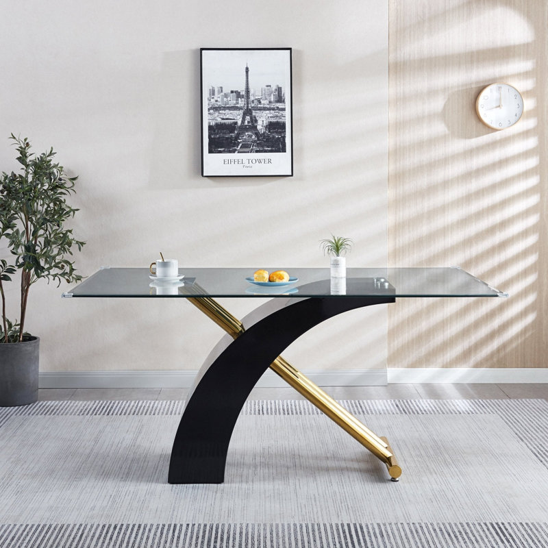 Table de salle à manger Burdell, Noir, noir, noir, noir