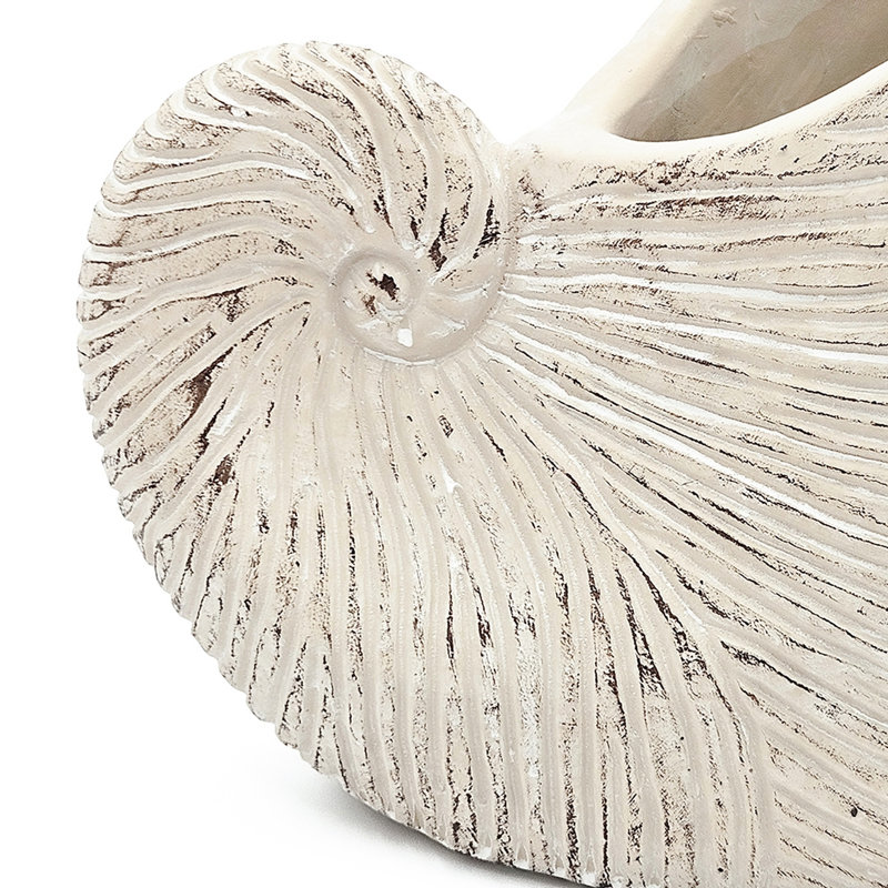 8.5X5.5X6.3 Inches Sand Cement Shell Planter, Textured Beige Finish, Enhances Aesthetic Of Your Rooms And Brings A Rustic Atmosphere To Barns