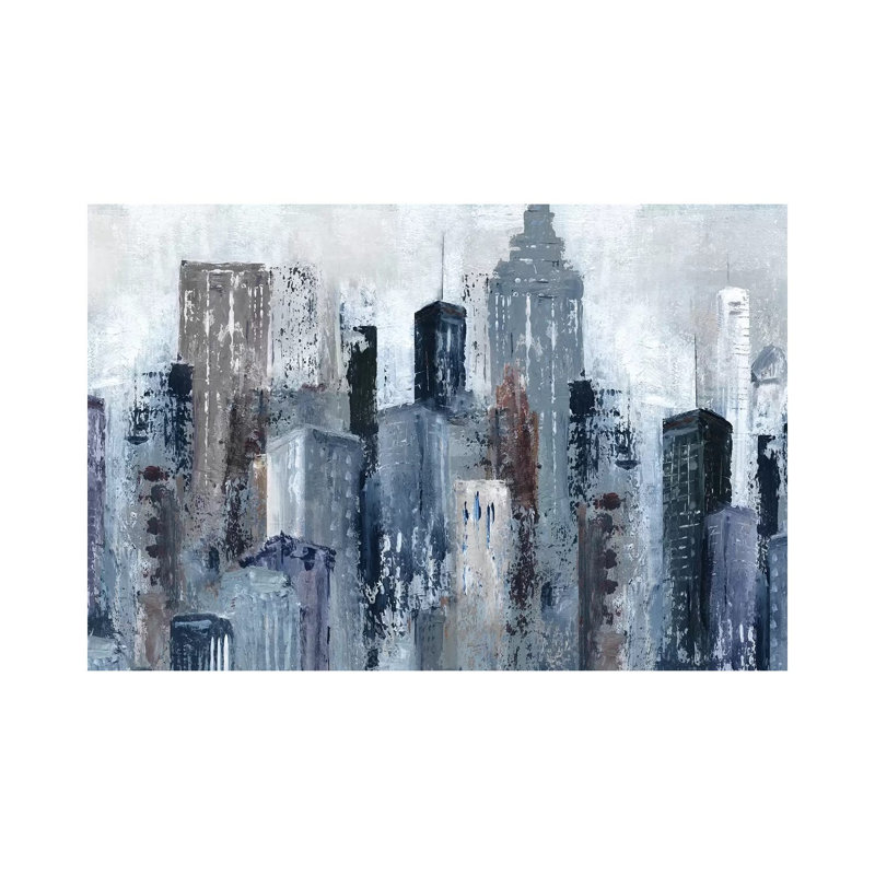 City Mood by Carol Robinson - Painting on Canvas, Wrapped Canvas, 20.32 cm H x 30.48 cm W