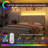 Upholstered LED Bed Frame With Storage Drawers, Velvet Platform Bed With Wingback Headboard, RGB Light-1603310547-1603310544