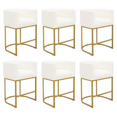 Upholstered Counter Height Stool with Metal Frame (Set of 6)