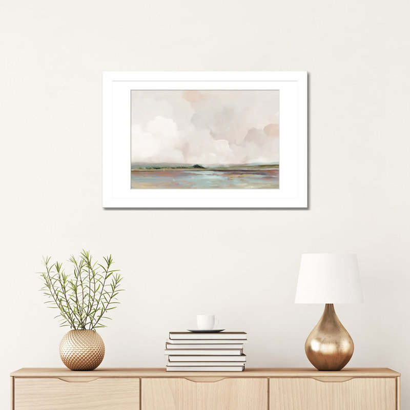 Pink Sunrise, White Open Corner Framed Paper, White, 16" H x 24" W x 1" D