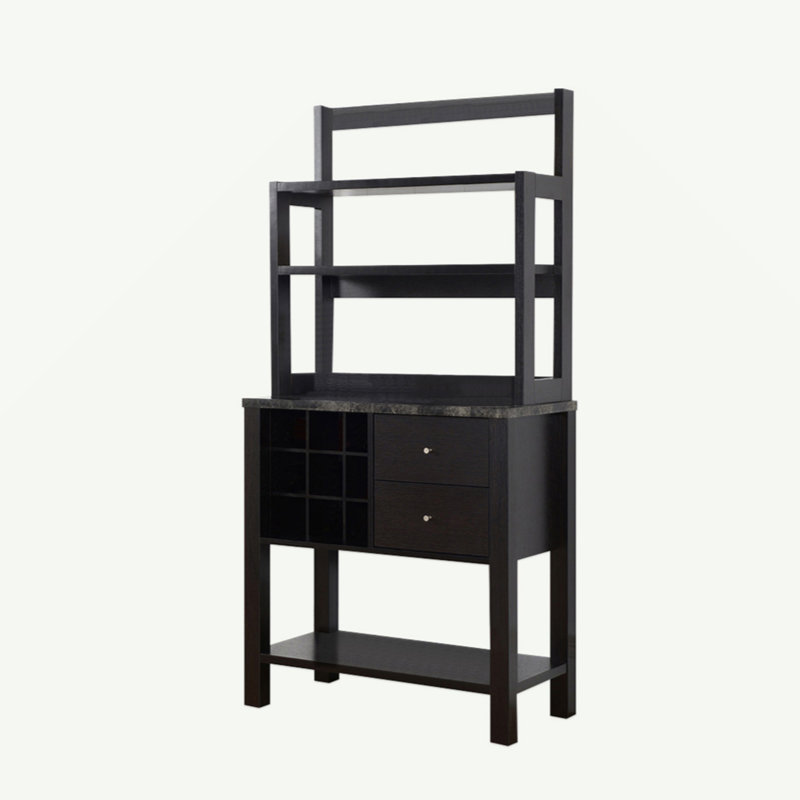 Armoire de bar en marbre avec trois tablettes et compartiment à vin en marbre