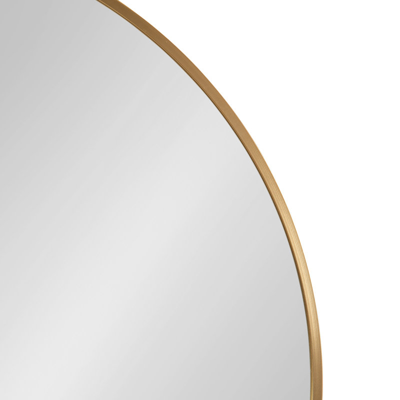 Miroir rond en métal Anacleta, 34 po x 34 po, Brun