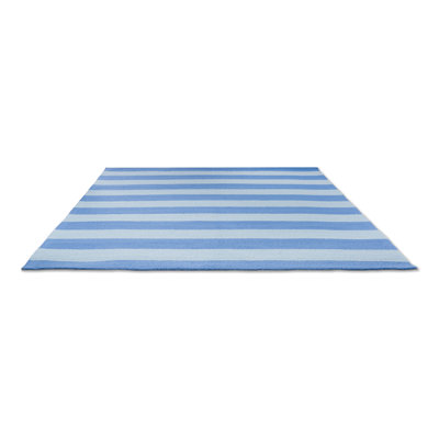 Tapis intérieur / extérieur bleu ciel en polypropylène crocheté à la main Rectangle