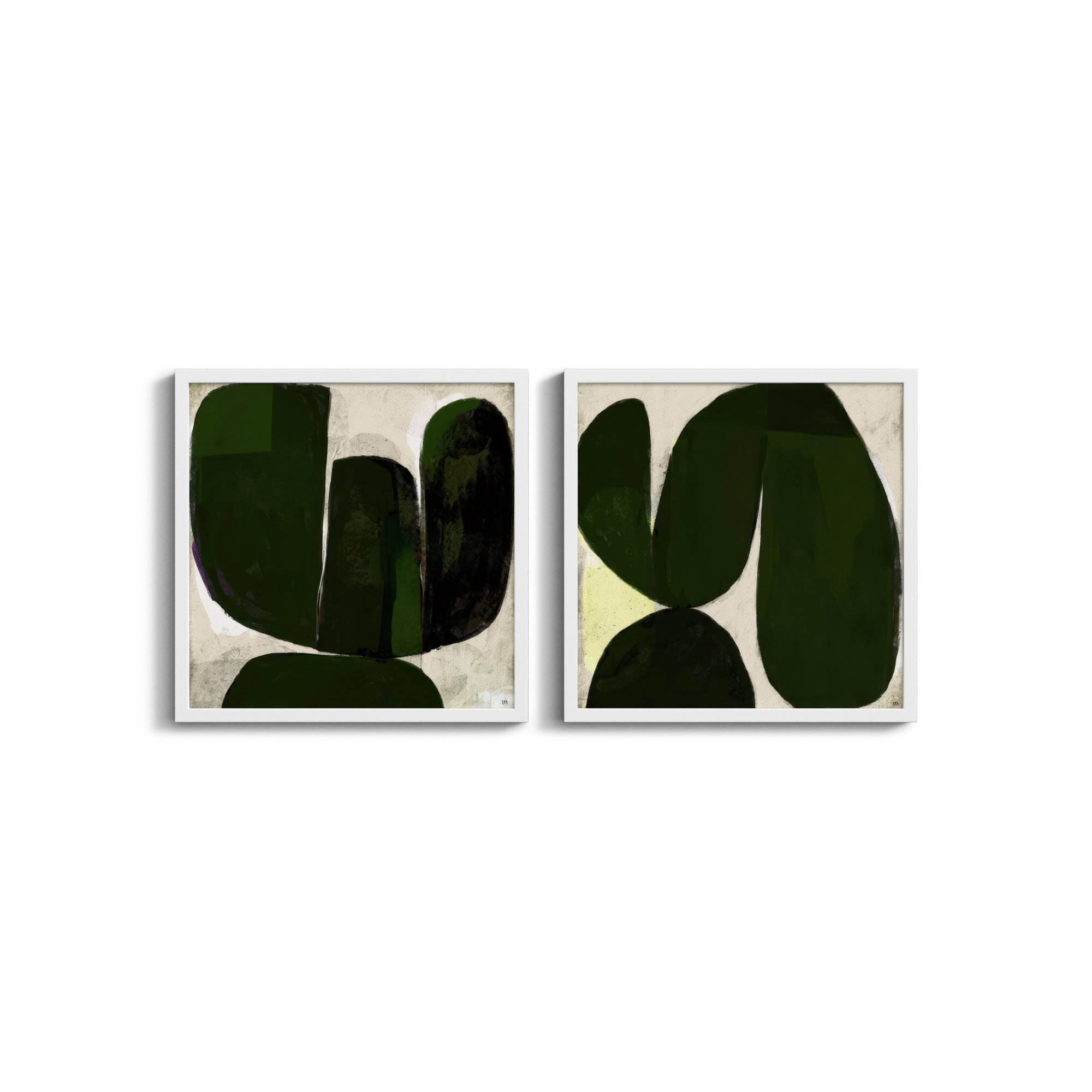 Succulent Set Of 2 by StudioM, White, 16" H x 16" W x 1.25" D