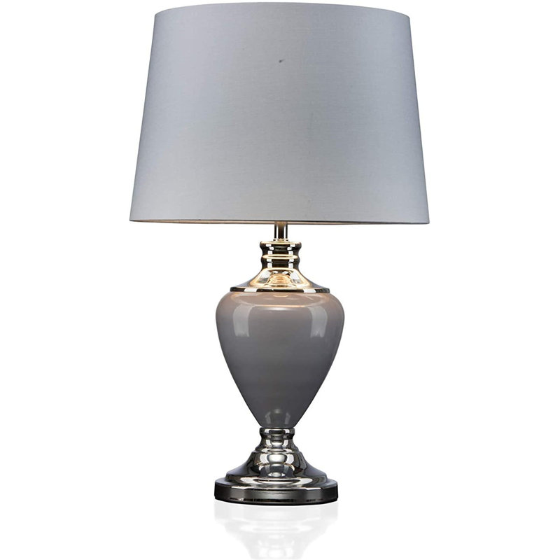 Edie 58cm Classic Grey Chrome Table Lamp
