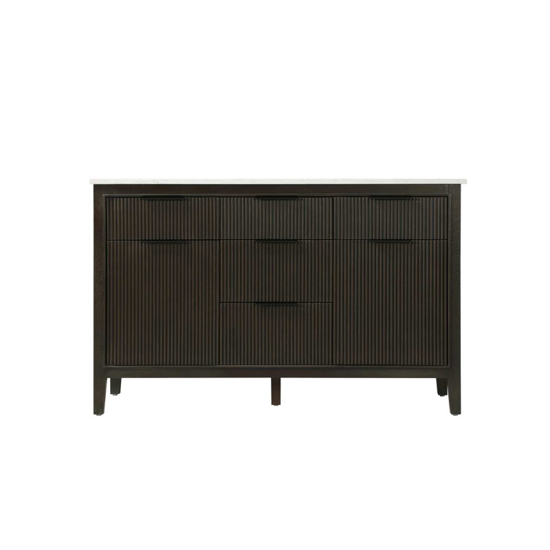 Meuble-lavabo double 54 po en chêne chocolat, Chêne chocolat