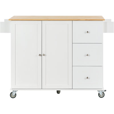 Rolling Mobile Kitchen Island With Solid Wood Top And Locking Wheels,Storage Cabinet And Drop Leaf Breakfast Bar,Spice Rack, Towel Rack & Drawer