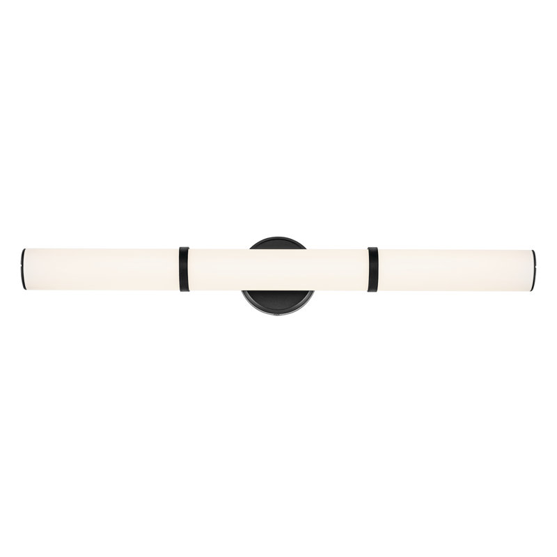 Barre de salle de bain 32 "à DEL avec verre blanc, Noir satiné