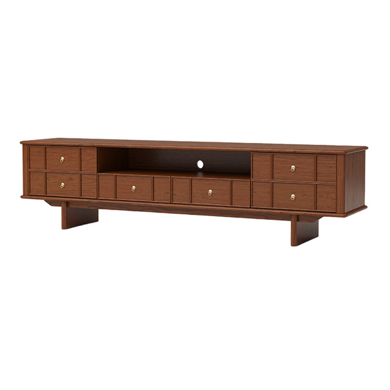Meuble télé en bois de cerisier avec tablette ouverte, H 19,1 po x L 78,74 po x l 16,53 po