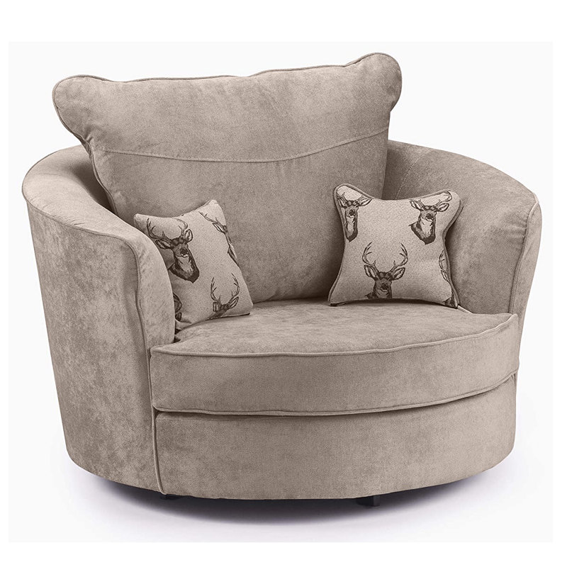 Desimone Upholstered Swivel Barrel Chair, Mink