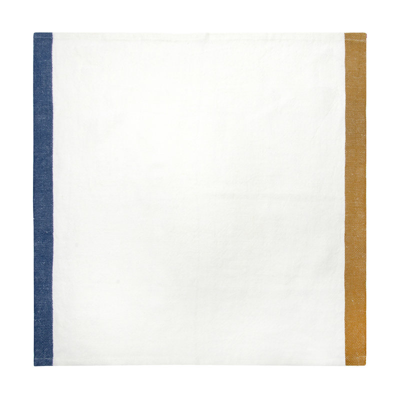 Striped Square Napkin, Blue/Mustard