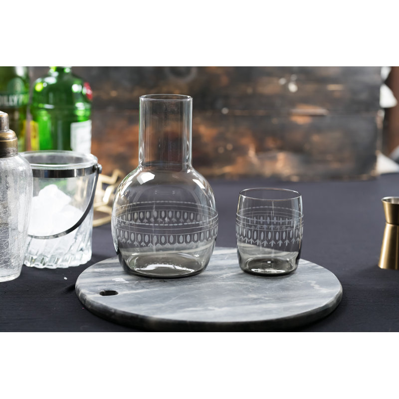2 - Piece Crystal Carafe Set, Clear/Black